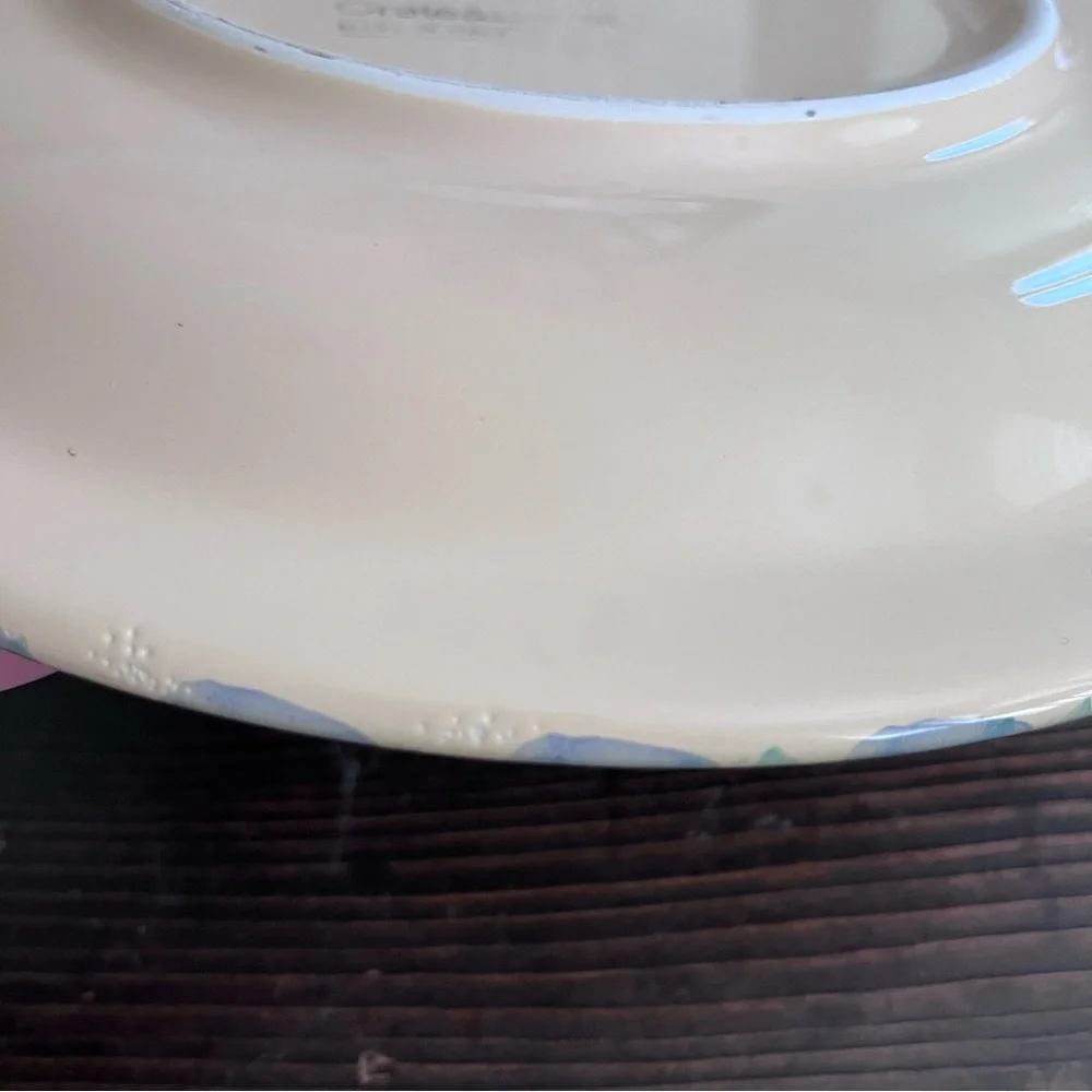 Crate&Barrel Italy Hand Painted Lemon Print Ceramic 10” Dinner Plate